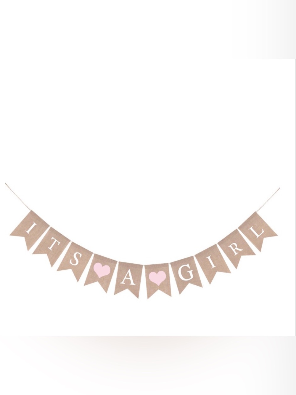Burlap 'It's a Girl' Banner with Pink Hearts
